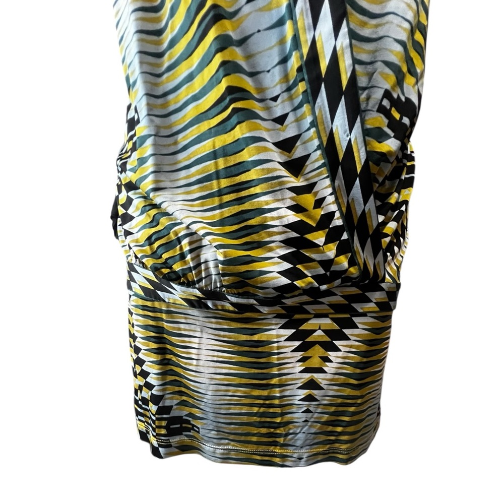 BCBGMaxAzria Multicolor Deep Neck Geometric Dress NWOT M - Picture 3 of 9
